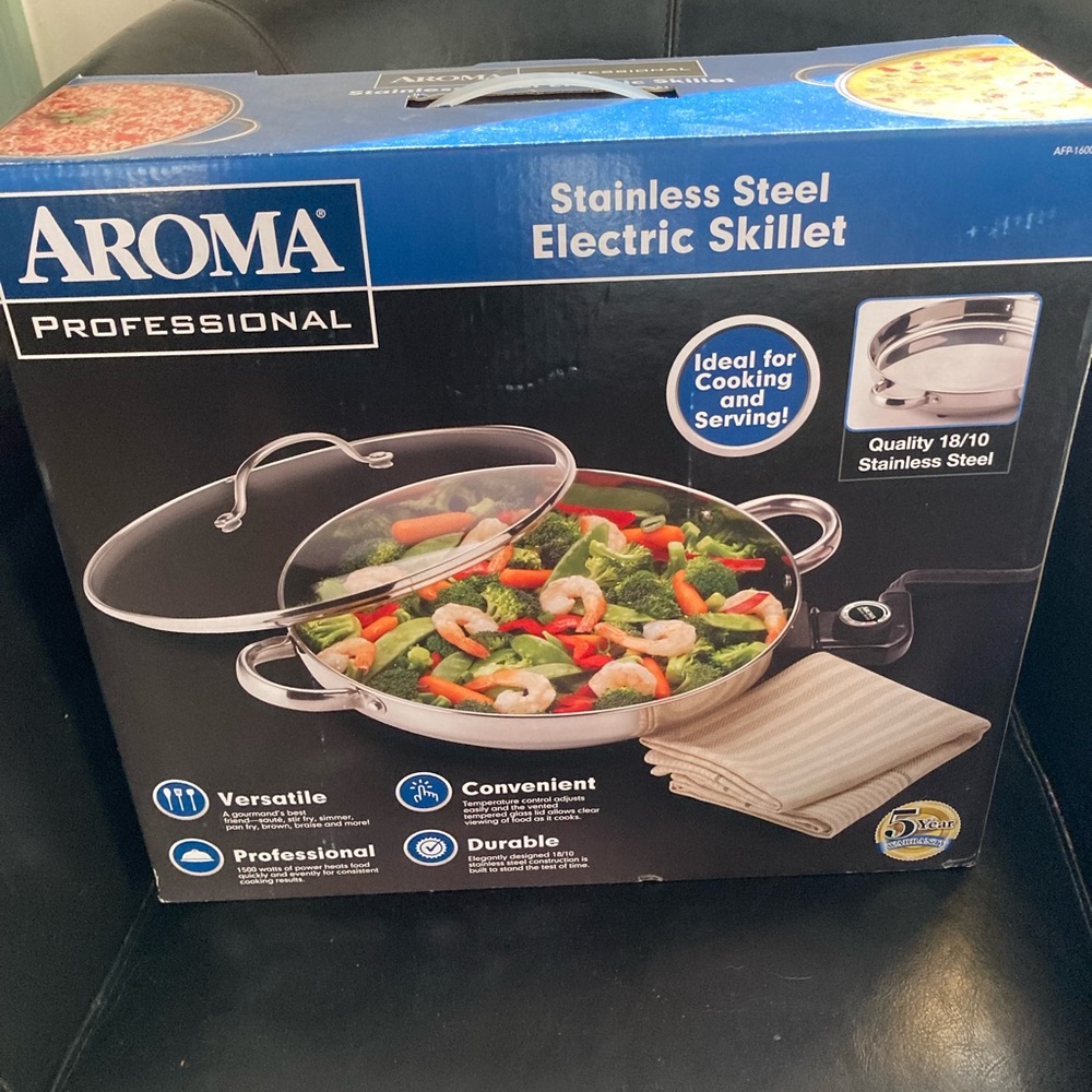 Aroma Professional Stainless Steel Electric Skillet